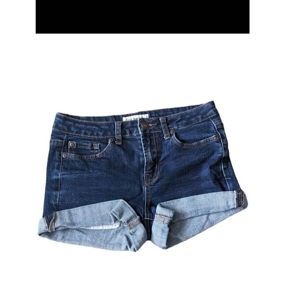 Cielo Jeans USA Shorts Denim Cuffed Hem 5 Pocket Dark wash Large Blue Summer - Picture 1 of 8